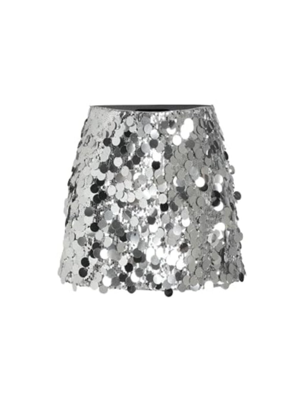 Sequin Mini Skirt Mid Waist Party Night Out Silver